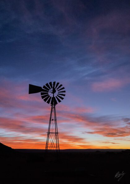 Windmill and Karoo Sunset